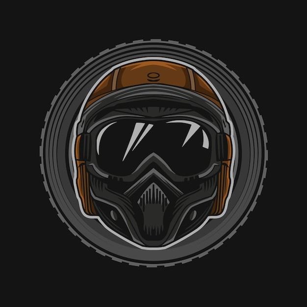 摩托车头盔插画