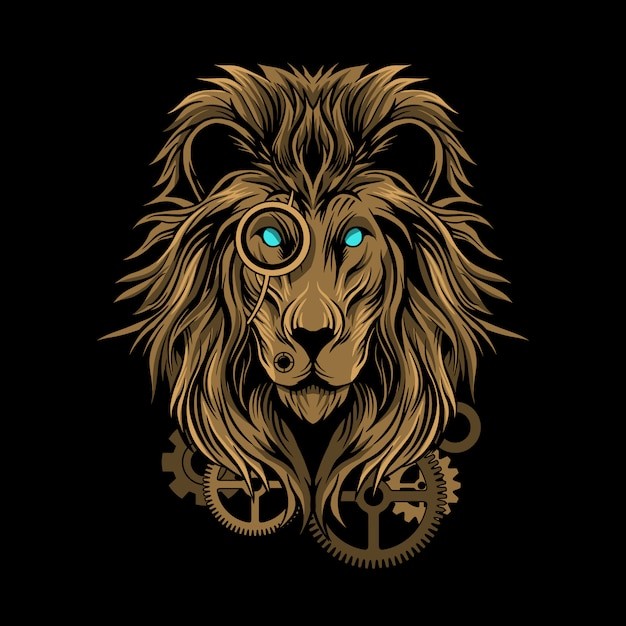 蒸汽朋克狮子插画