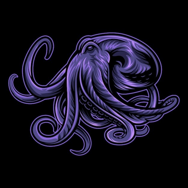 紫色章鱼插画