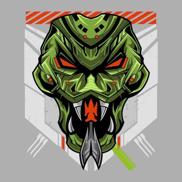 蛇头机甲机器人插画