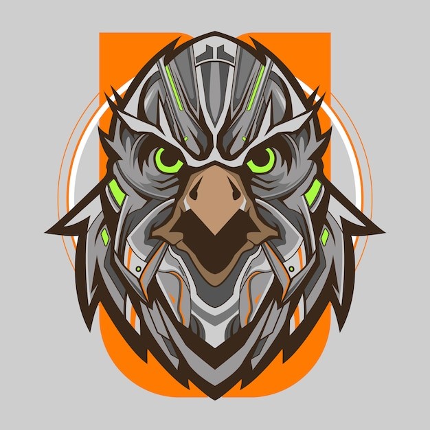 鹰头机甲机器人插画