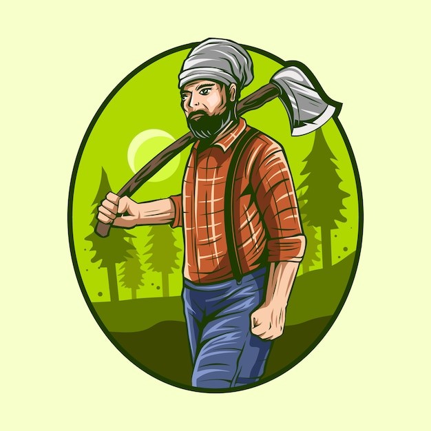 伐木工人插画