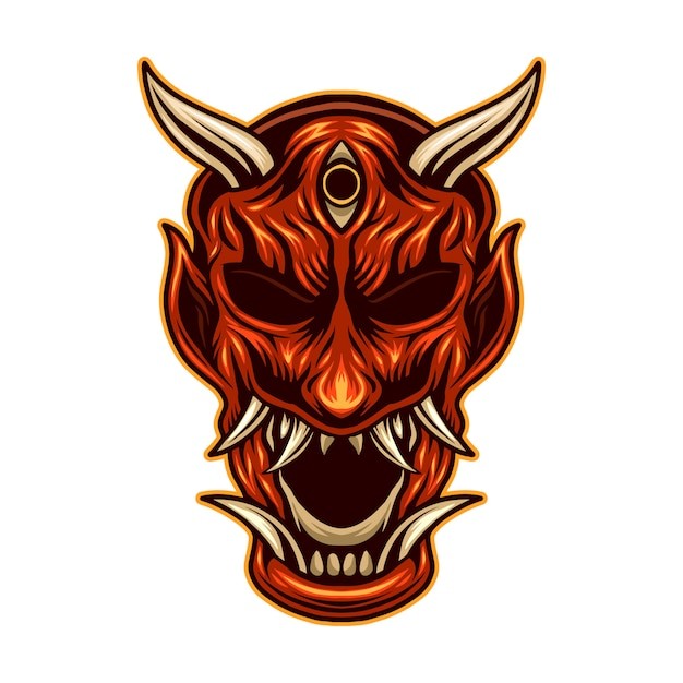 日本魔鬼面具插画