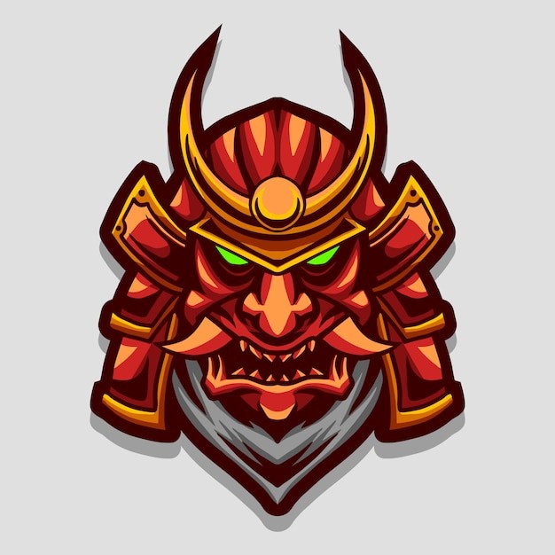 武士浪人头盔面恺插画