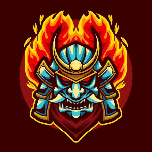 浪人武士头盔面恺插画