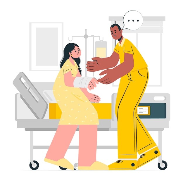 护士帮助病人插画