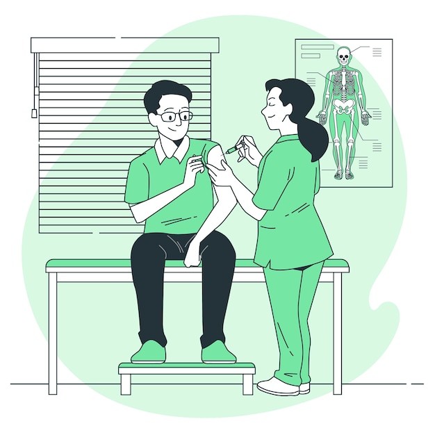 护士给病人打针插画