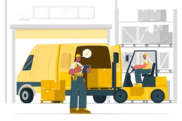 仓库装卸货插画