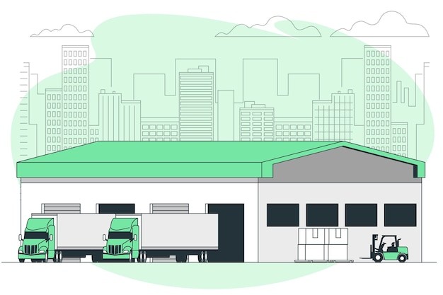 仓库厂房插画