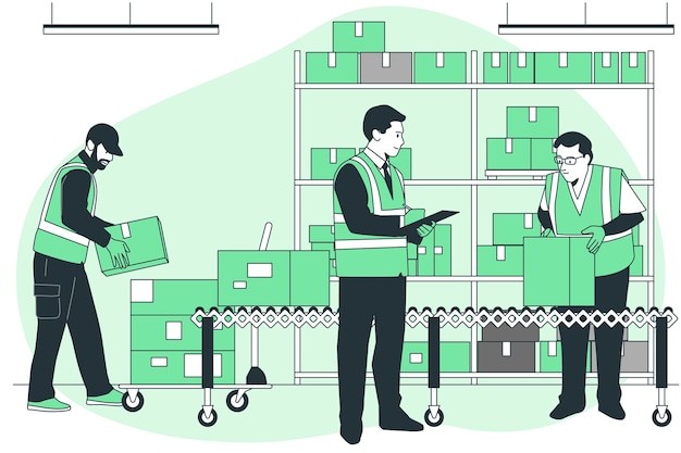 仓库传送带插画