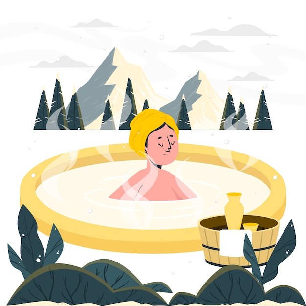 冬季温泉插画