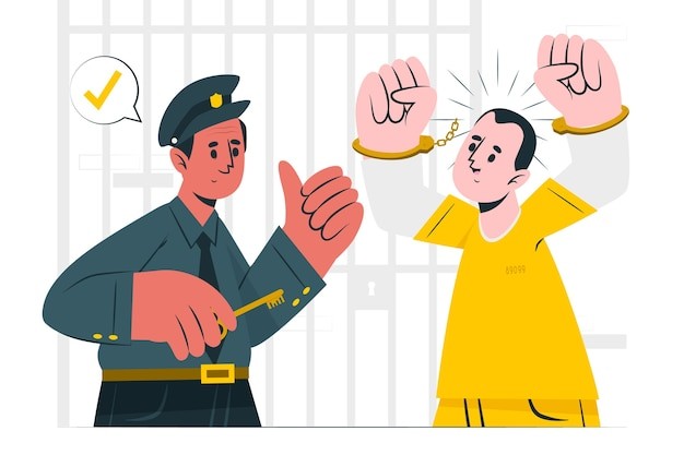 囚犯释放出狱插画