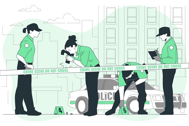警察在犯罪现场插画