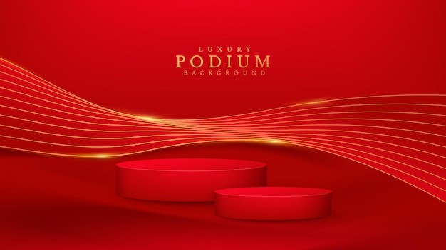 红色产品展台华丽背景