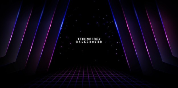 黑色紫色蓝色荧光线条背景