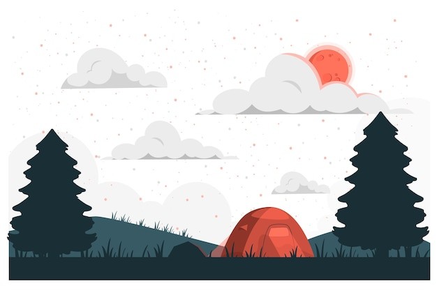 星空下的露营插画