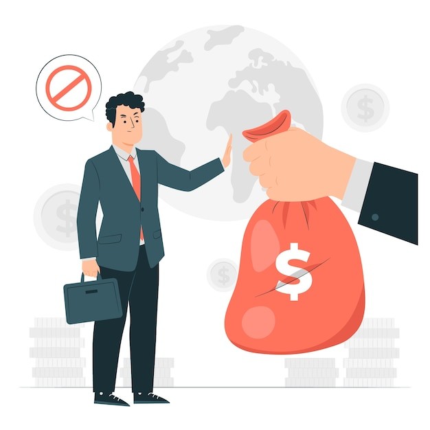 拒绝腐败贿赂插画