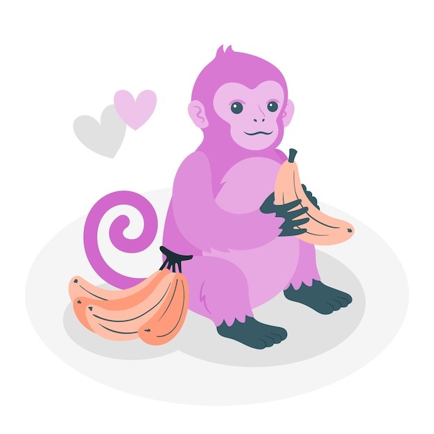 猴子拿着香蕉插画
