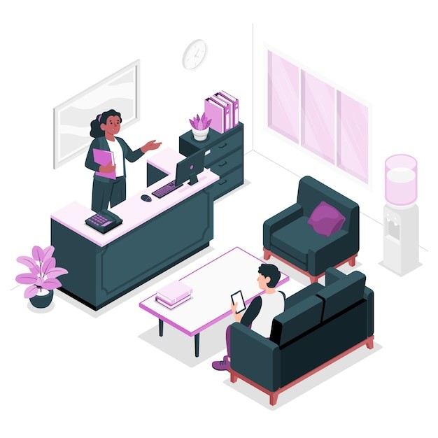 办公室接待插画