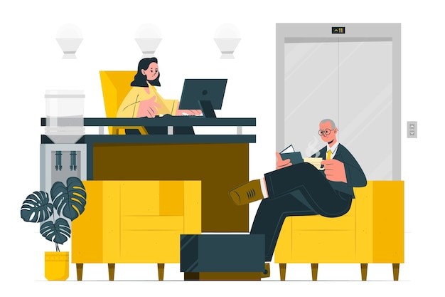 办公室接待插画