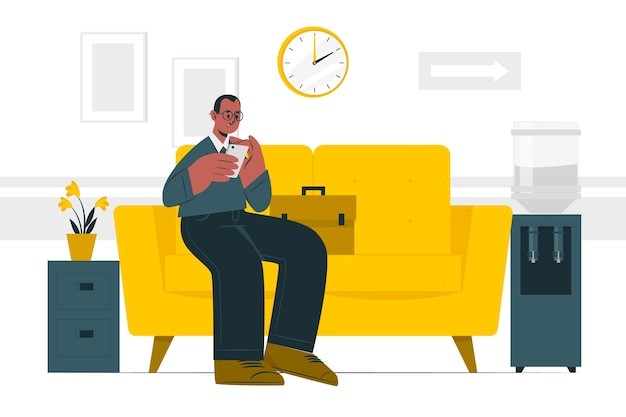 带沙发的候诊室插画