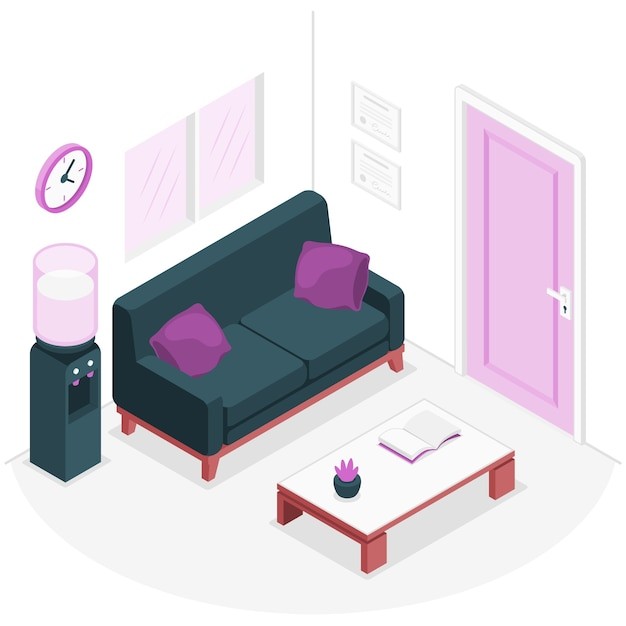 带沙发的候诊室插画