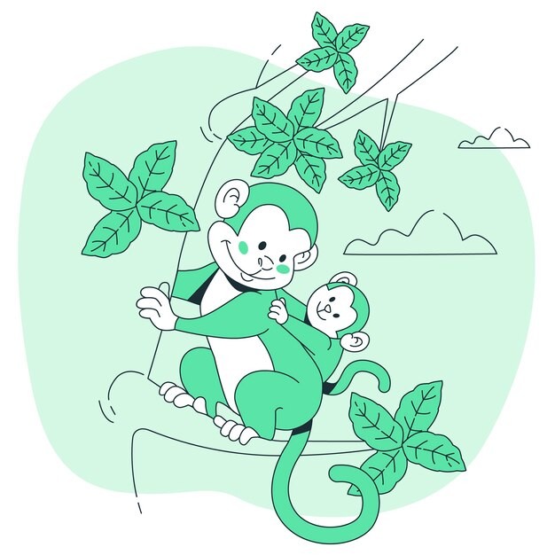 猴子妈妈和猴子宝宝插画