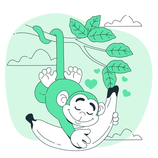 猴子拿着香蕉插画