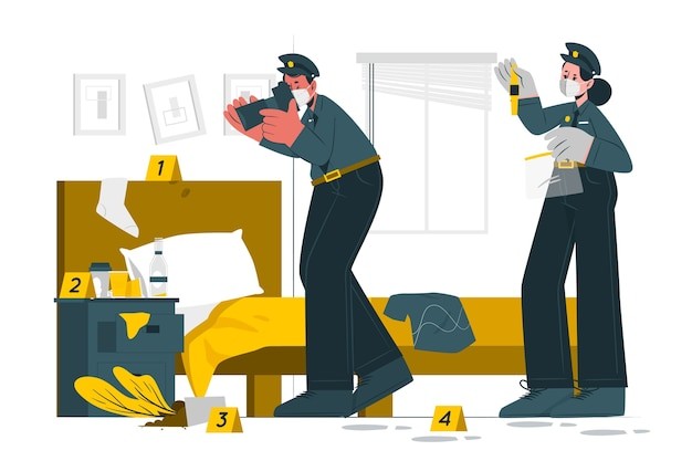 警察在犯罪现场插画
