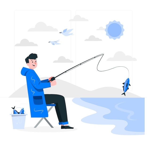 钓鱼插画