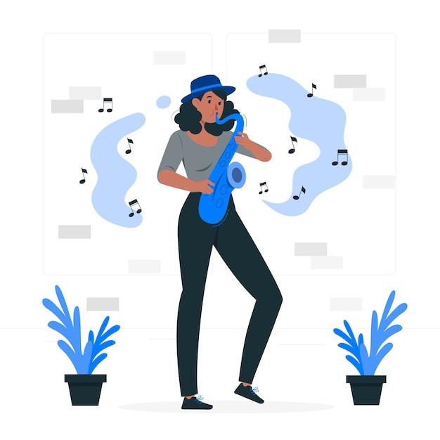 爵士萨克斯管吹奏者插画