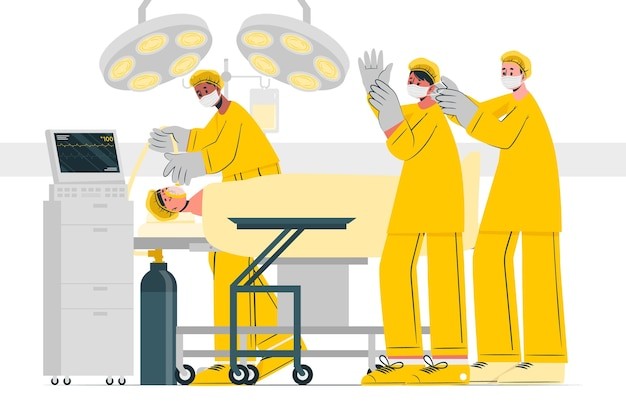 外科医生准备手术插画