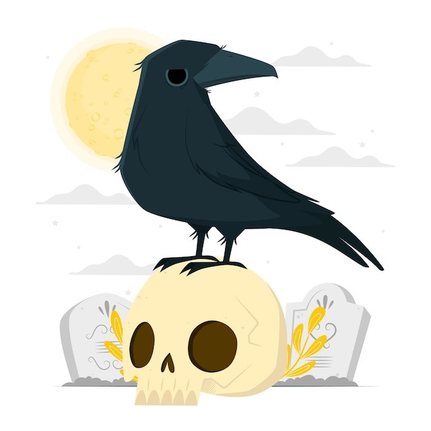 乌鸦象征死亡插画
