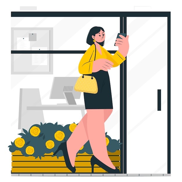 步行通勤扁平插画