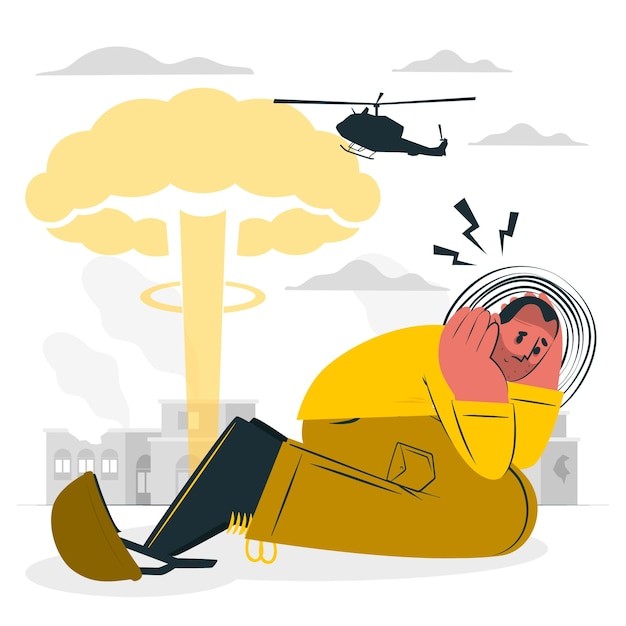 创伤后应激障碍PTSD扁平插画