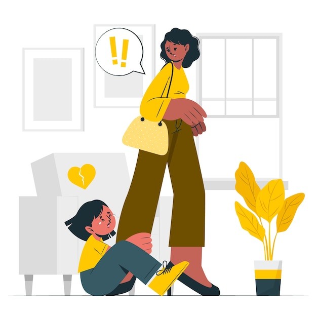 分离焦虑症扁平插画