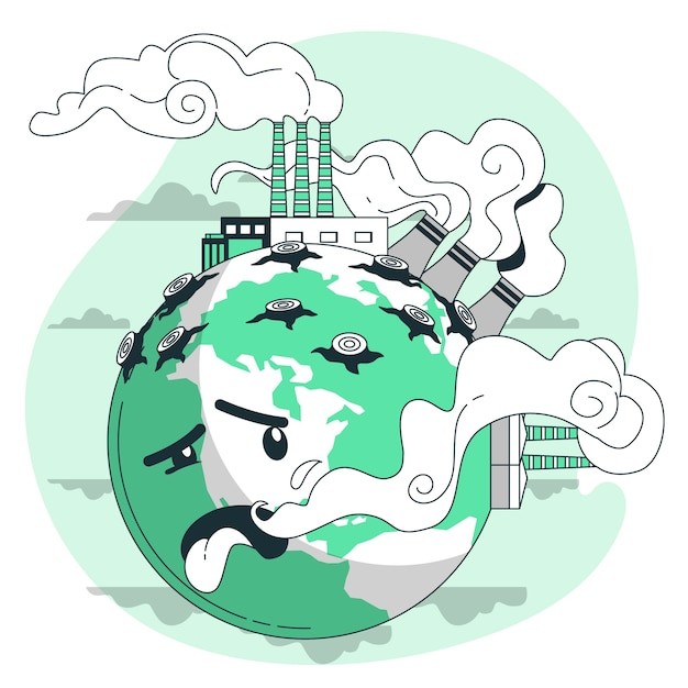 地球污染扁平插画