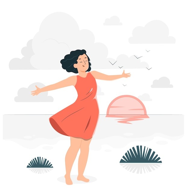 自由的感觉扁平插画