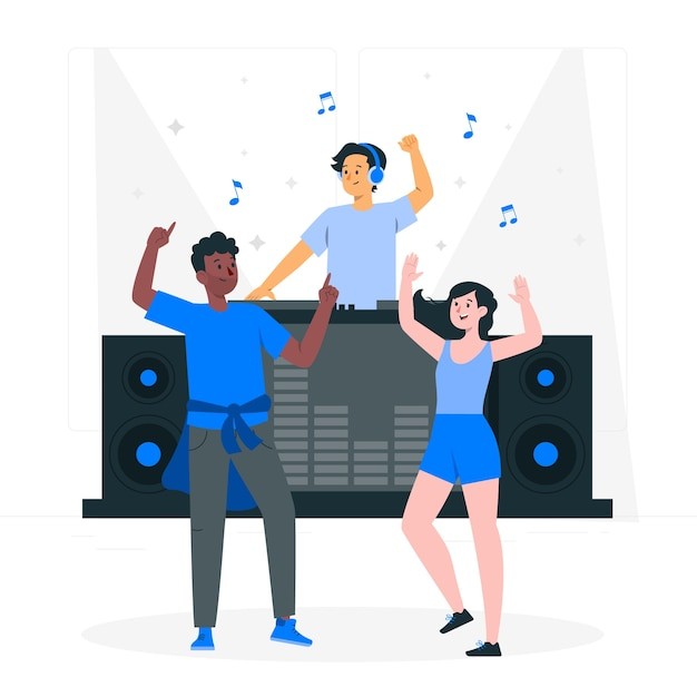 Dj派对扁平插画
