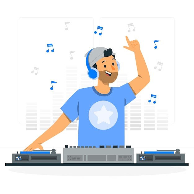 Dj人物扁平插画