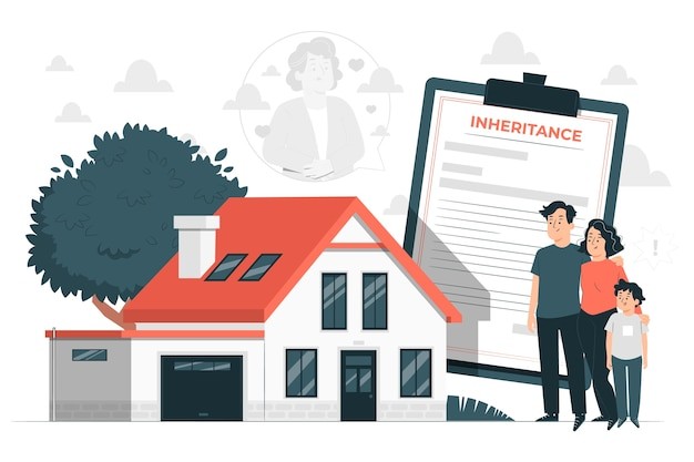 财产继承扁平插画