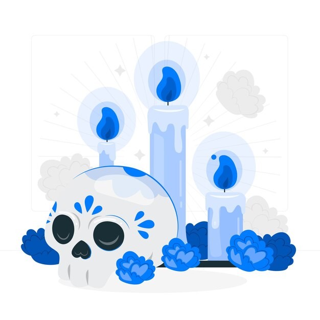 墨西哥亡灵节蜡烛扁平插画