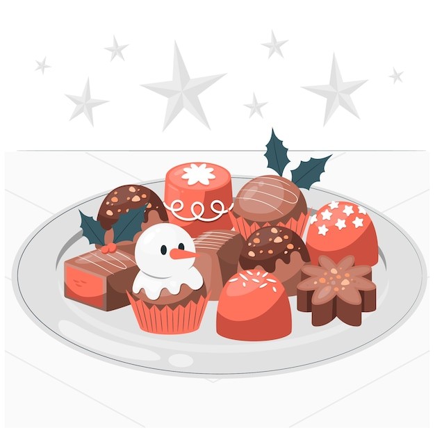 圣诞节巧克力扁平插画