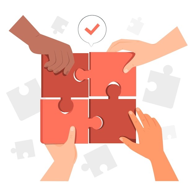 组装拼图扁平插画