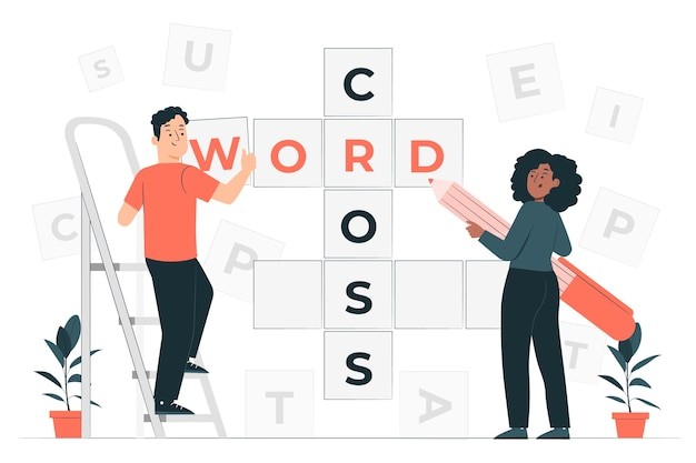 单词拼图扁平插画