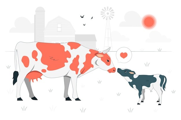 牛妈妈扁平插画