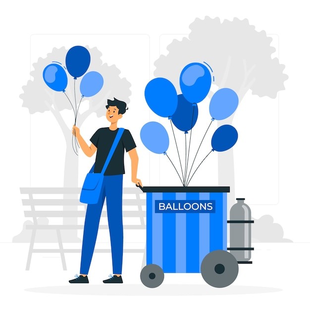 卖气球的人扁平插画