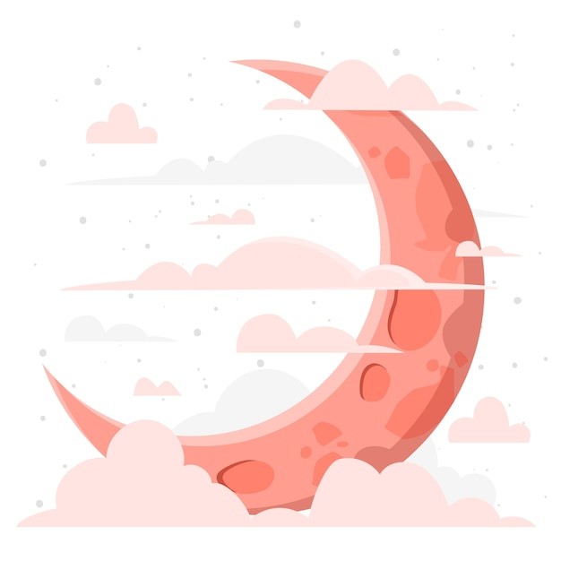 月亮新月扁平插画