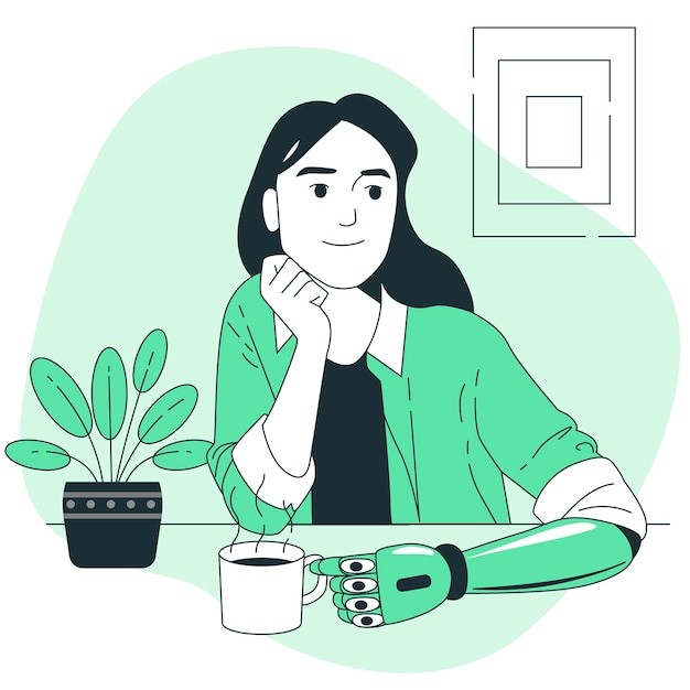 仿生手臂假肢扁平插画