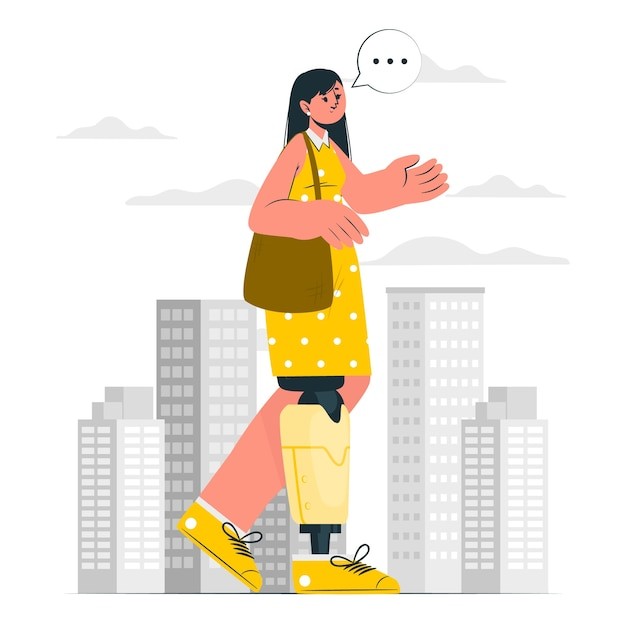 仿生腿假肢扁平插画